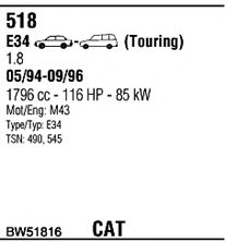 FONOS BW51816 Exhaust System